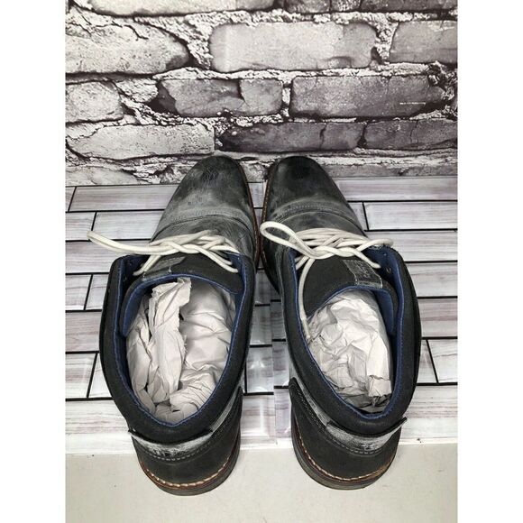 PARC Charcoal Gray Leather Distressed Ankle Lace Up Shoes Men’s Sz 10M US/43EU
